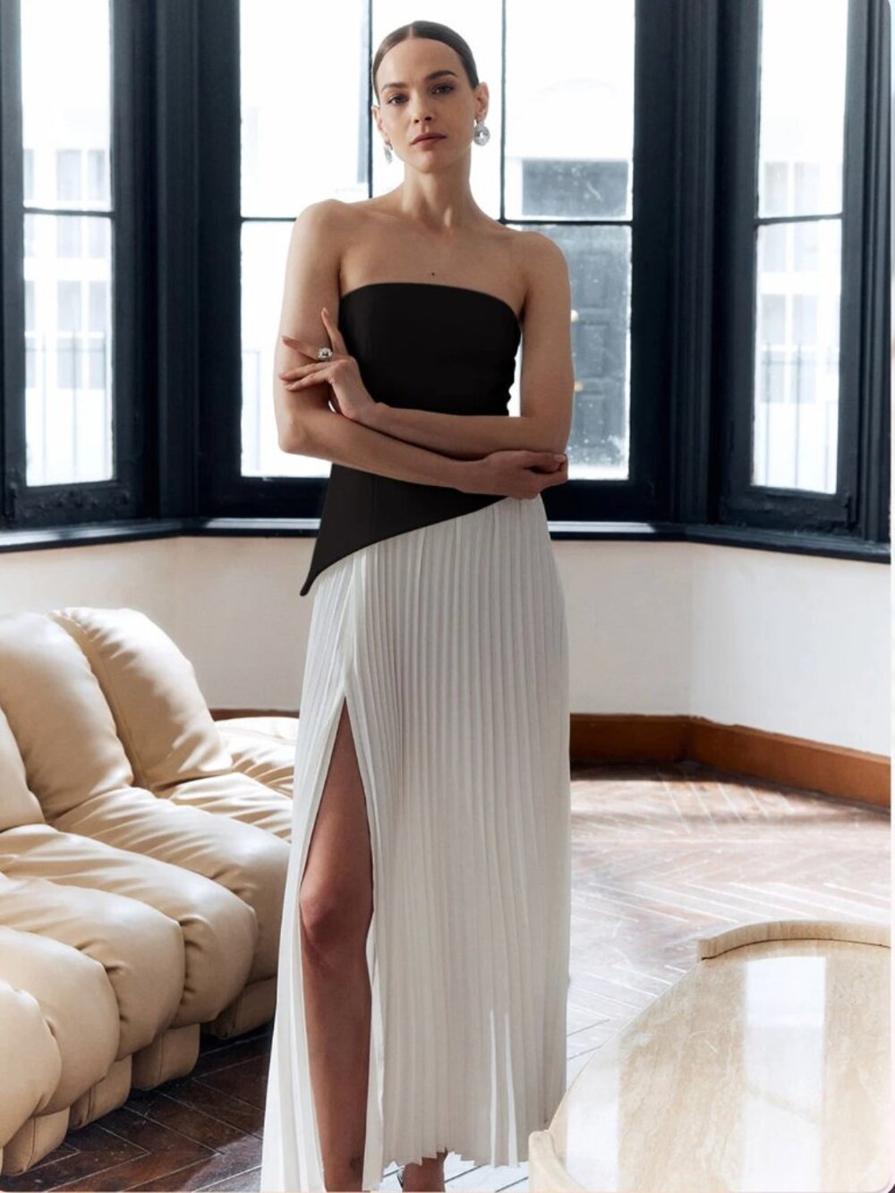 Commense Black and white dress